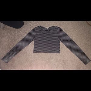 Striped Long Sleeve Crop Top